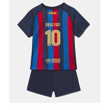 Barcelona Ansu Fati #10 Hemmaställ Barn 2022-23 Korta ärmar (+ Korta byxor)